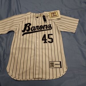 AUTHENTIC CLASSICS YOUTH MICHAEL JORDAN BARONS #45 BASEBALL JERSEY WHITE SIZE LG